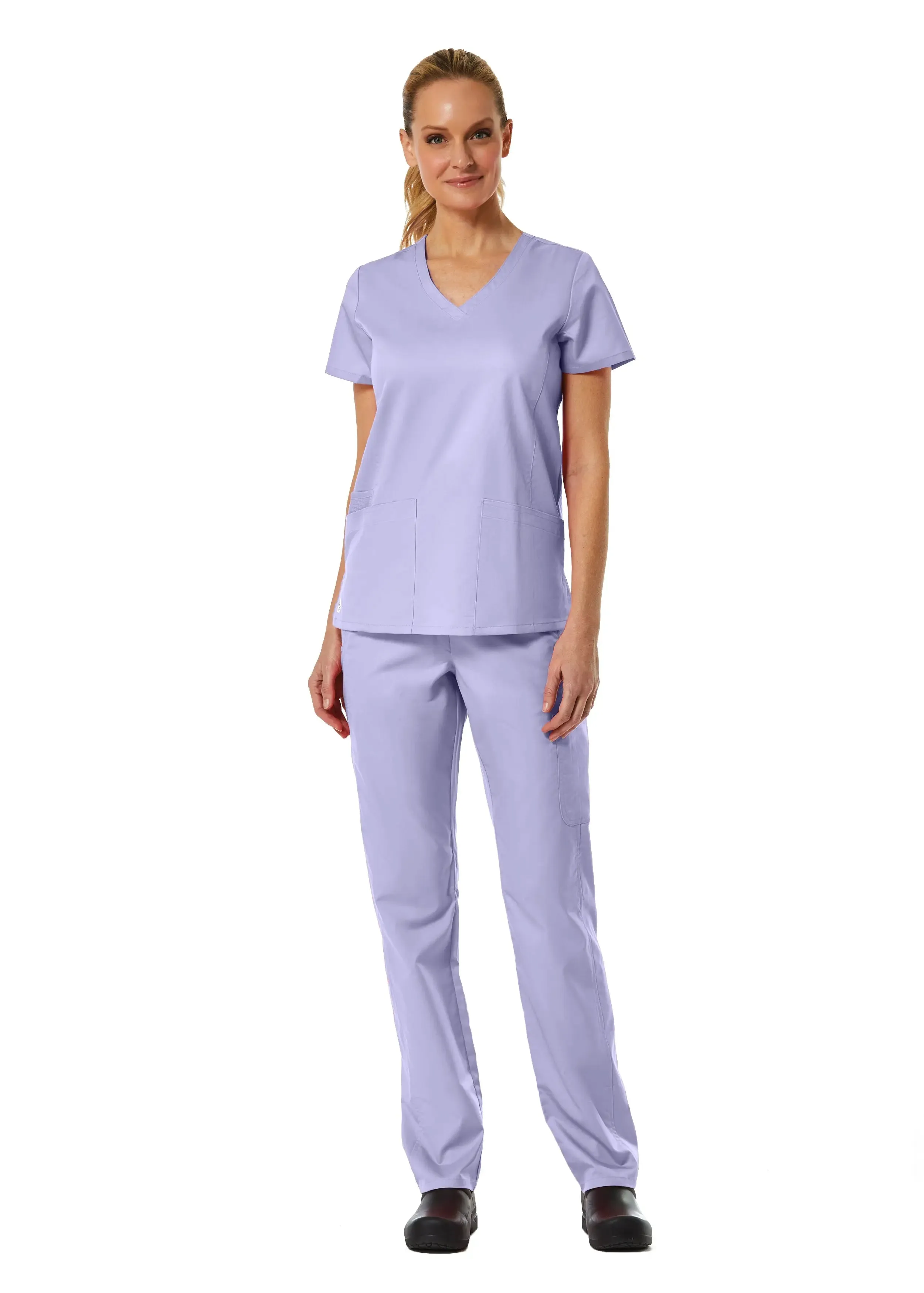 Maevn Back Mesh Panel Shaped V-Neck Top