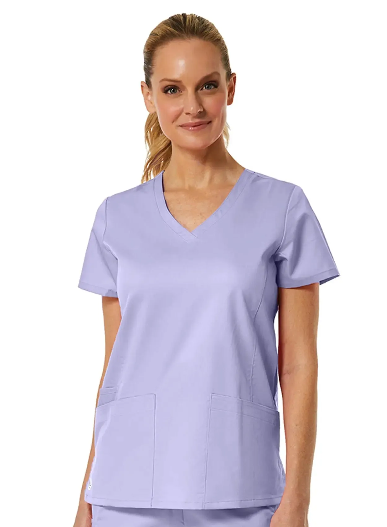 Maevn Back Mesh Panel Shaped V-Neck Top