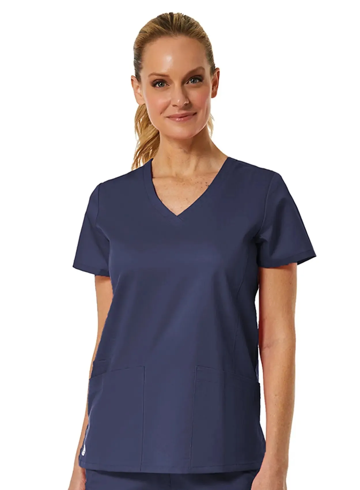 Maevn Back Mesh Panel Shaped V-Neck Top