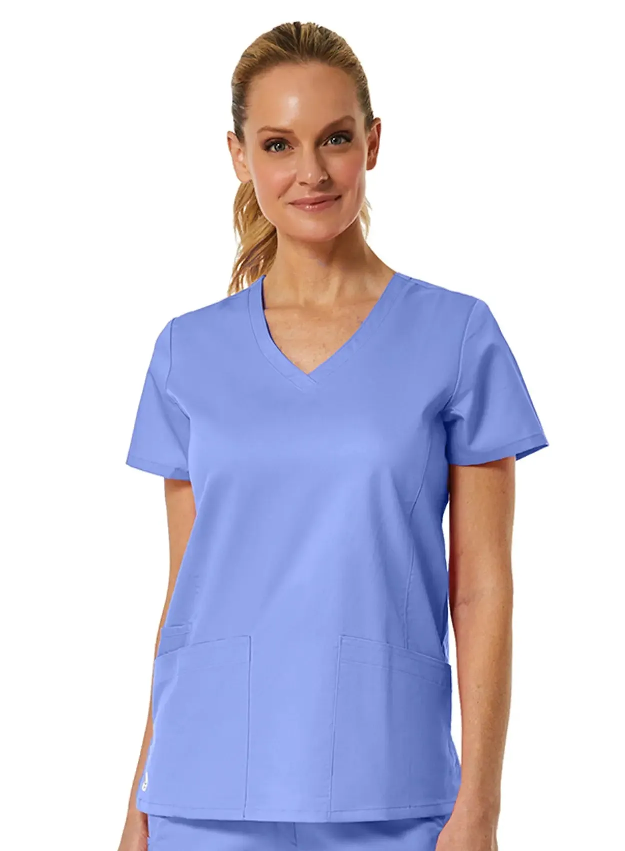 Maevn Back Mesh Panel Shaped V-Neck Top