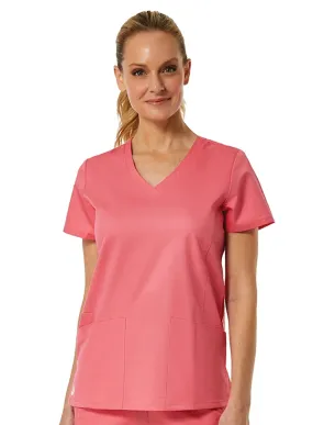 Maevn Back Mesh Panel Shaped V-Neck Top