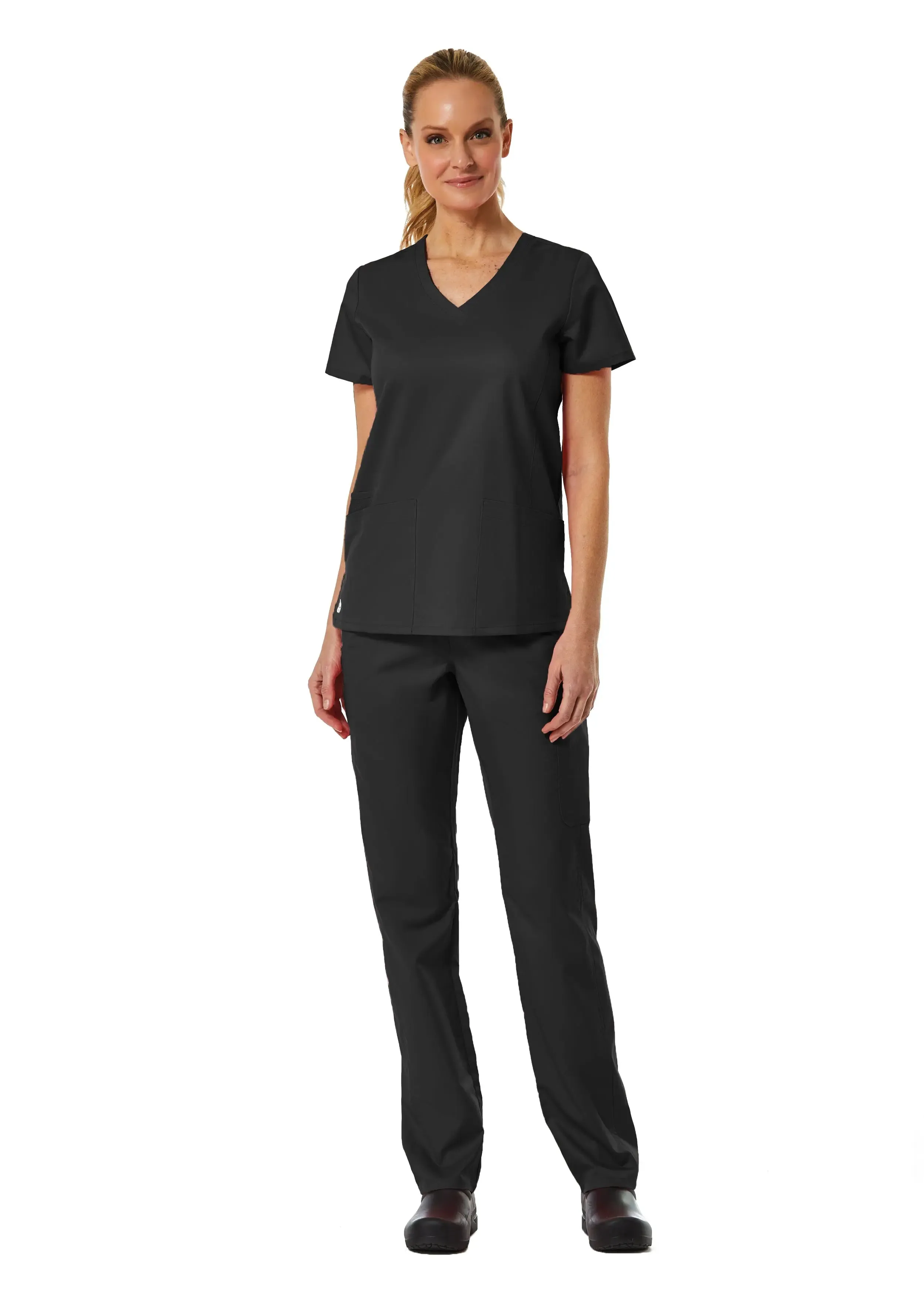 Maevn Back Mesh Panel Shaped V-Neck Top