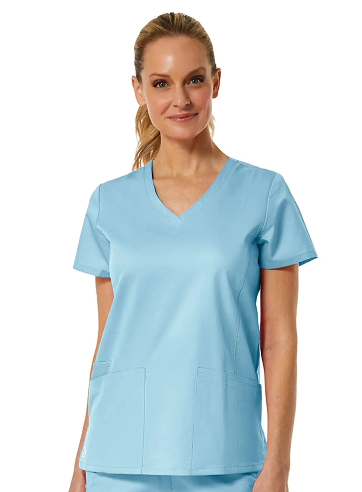 Maevn Back Mesh Panel Shaped V-Neck Top