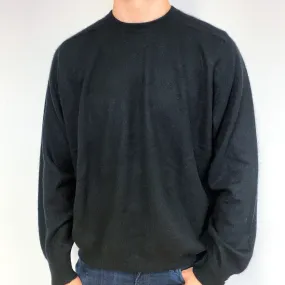 Men's Black Cashmere Crew Neck  Sweatshirt Jumper Extra Extra Large
