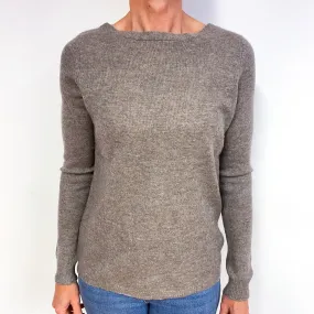 Mink Brown Cashmere Boat Neck Jumper Medium