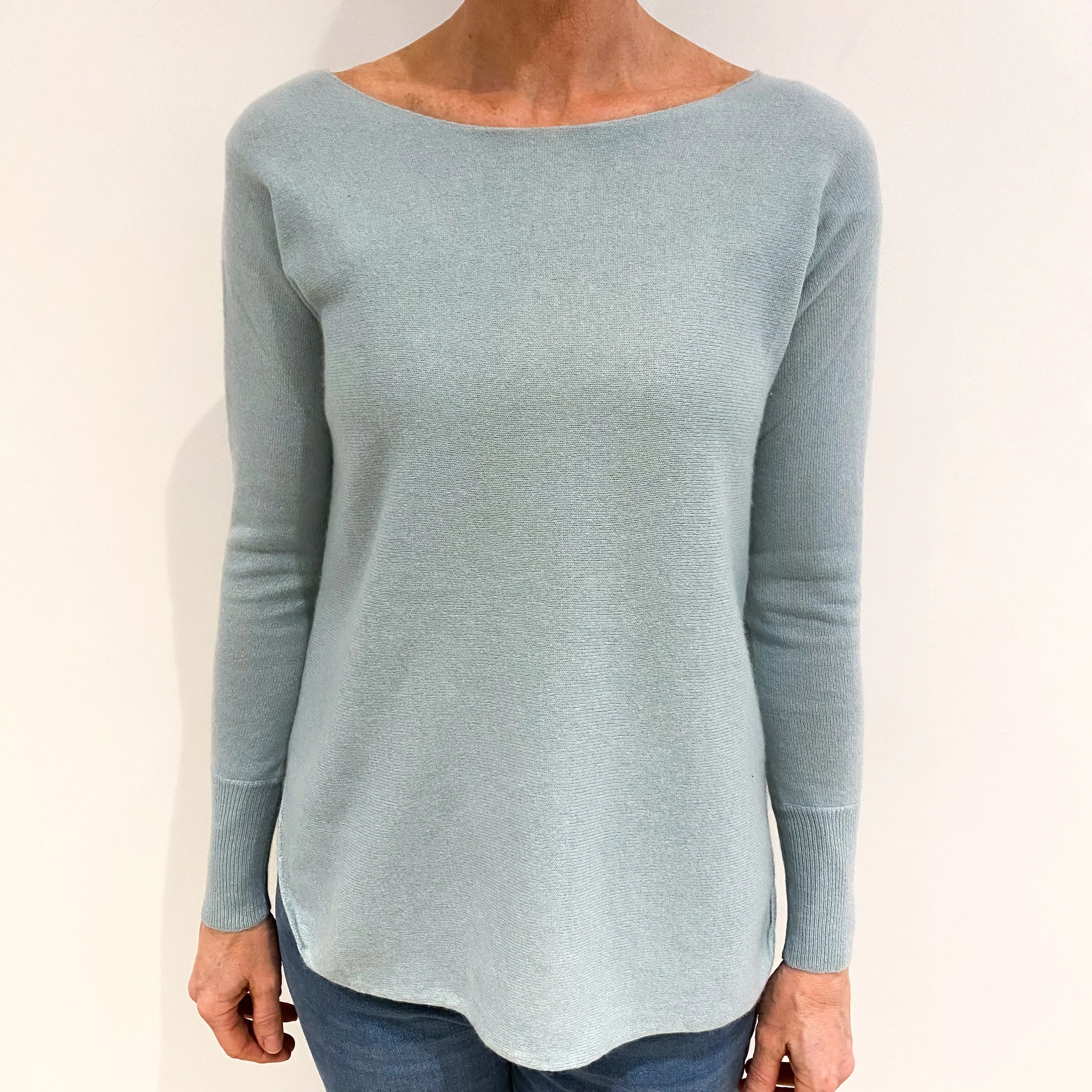 Mint Green Cashmere Batwing Crew Neck Jumper Small