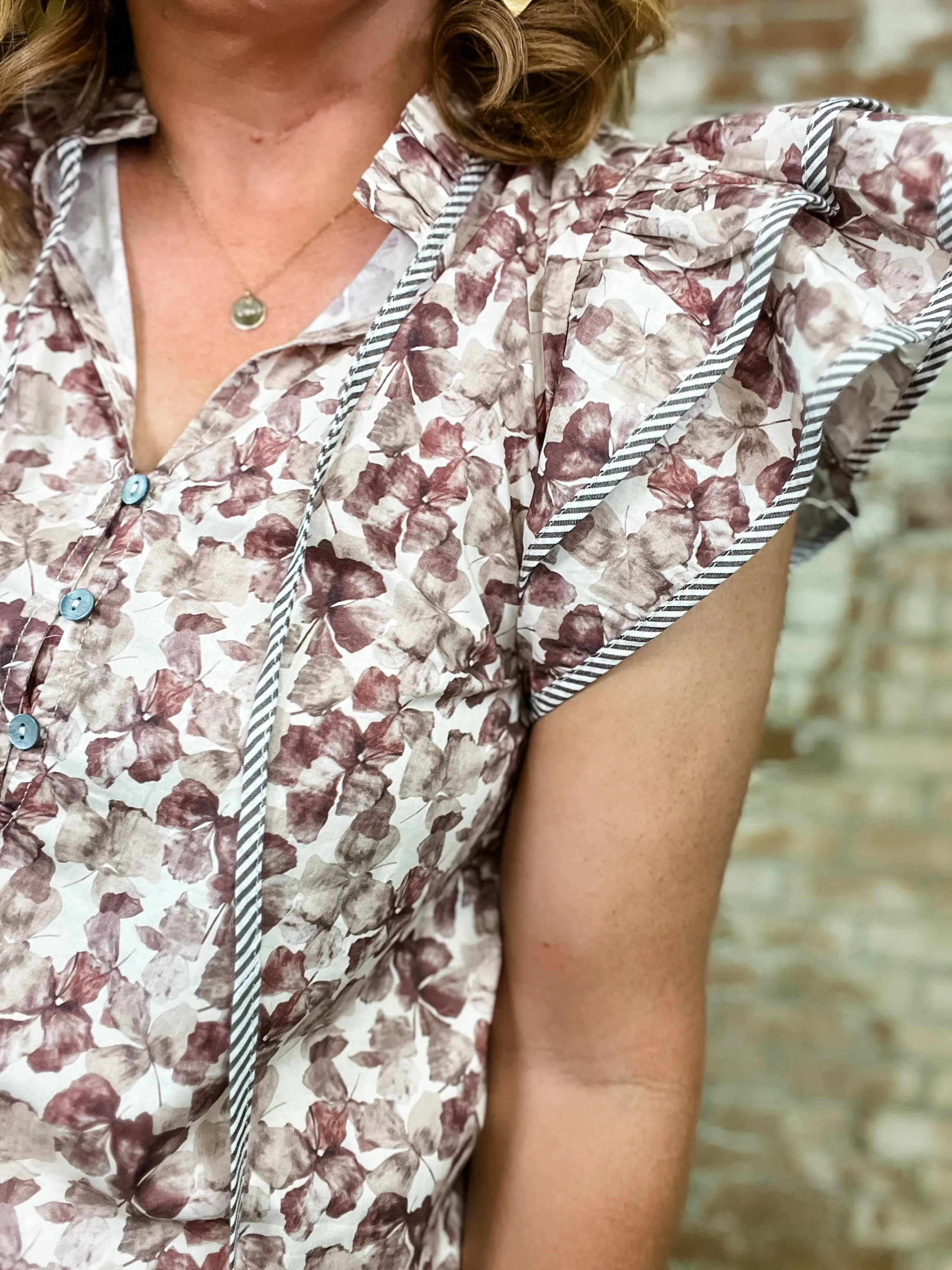 Mireya Floral Print Contrast Trim Top - FINAL SALE