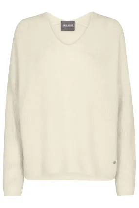Mos Mosh 153900 MMThora Cream Ecru V-Neck Relaxed Fit Jumper