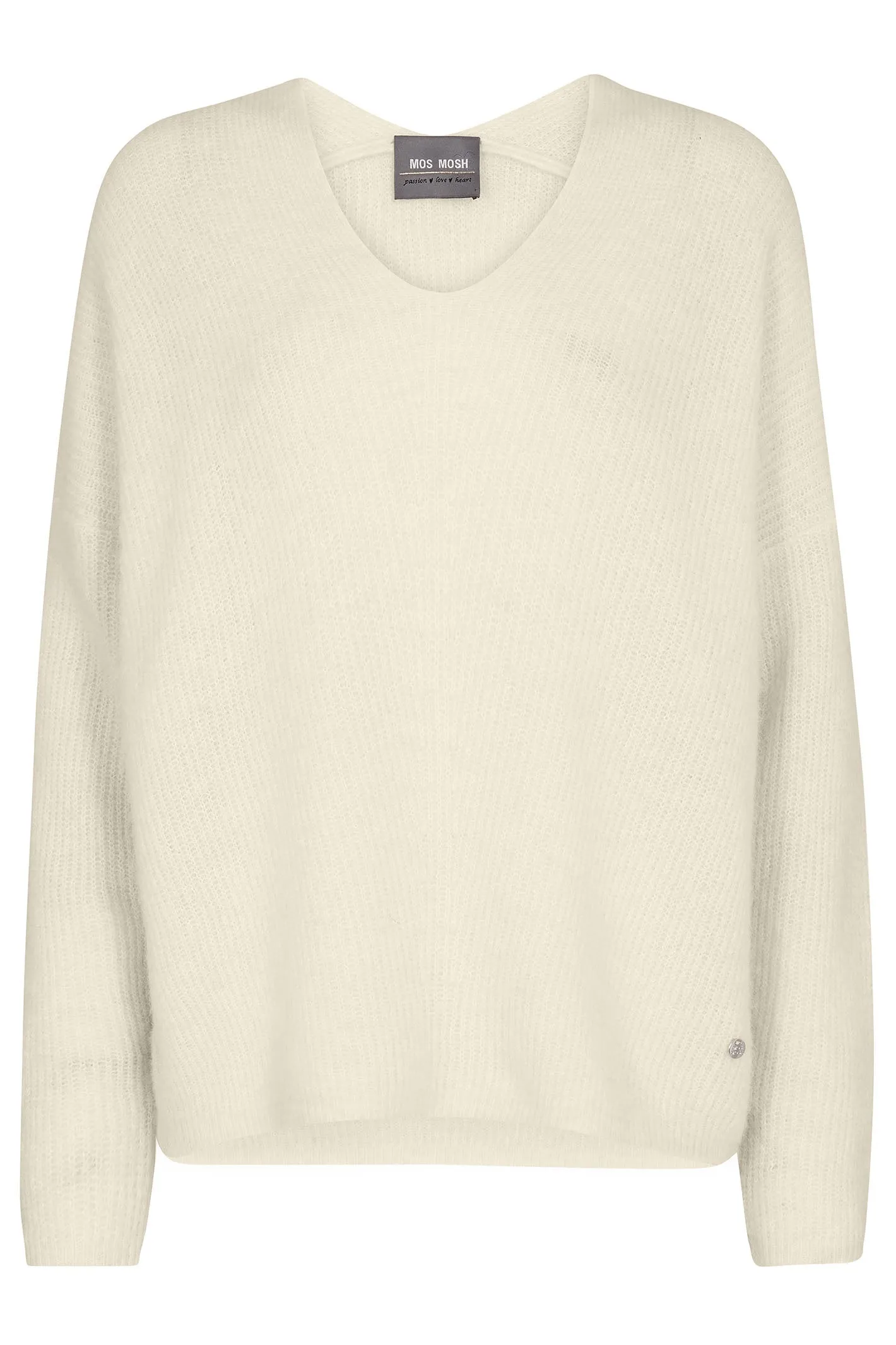 Mos Mosh 153900 MMThora Cream Ecru V-Neck Relaxed Fit Jumper