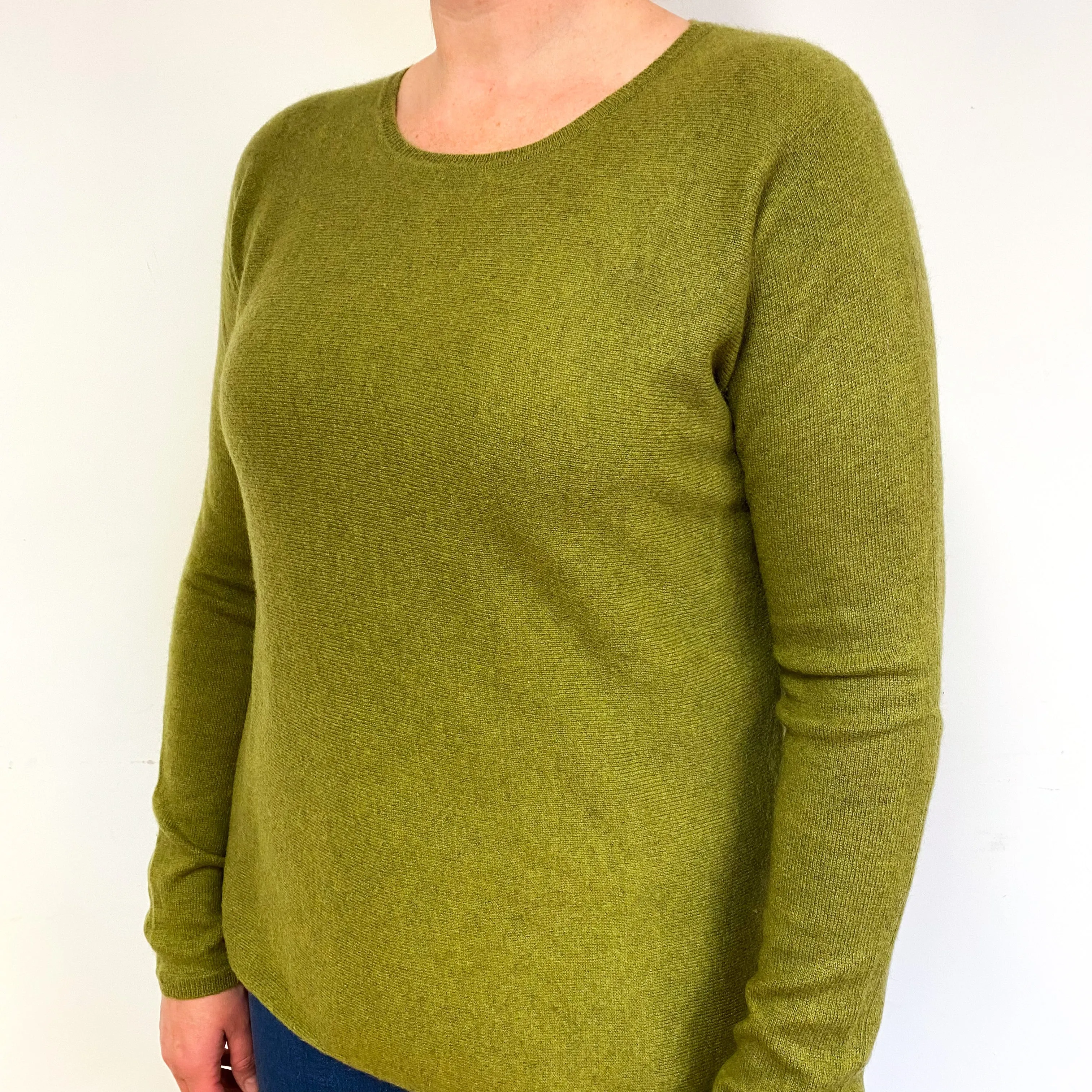 Moss Green Cashmere Crew Neck Jumper Large