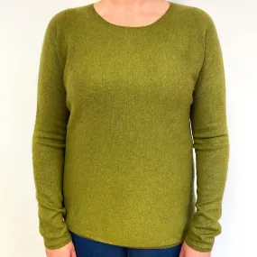 Moss Green Cashmere Crew Neck Jumper Large