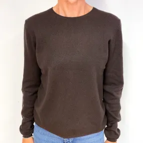 Peppercorn Brown Cashmere Crew Neck Jumper Medium