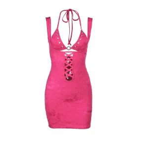 Pink Horizon Backless Bodycon Mini Dress