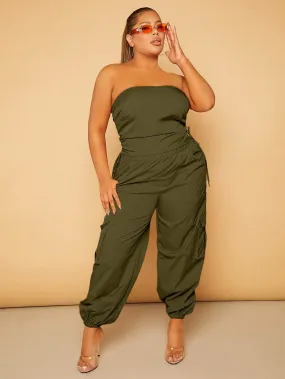 Plus Size Drawstring Waist Cargo Pants