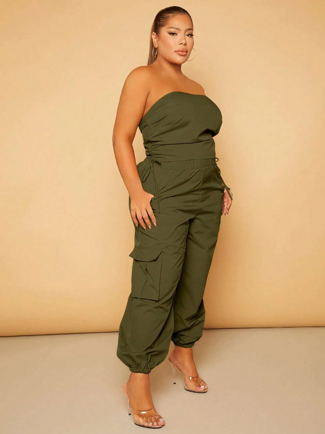 Plus Size Drawstring Waist Cargo Pants
