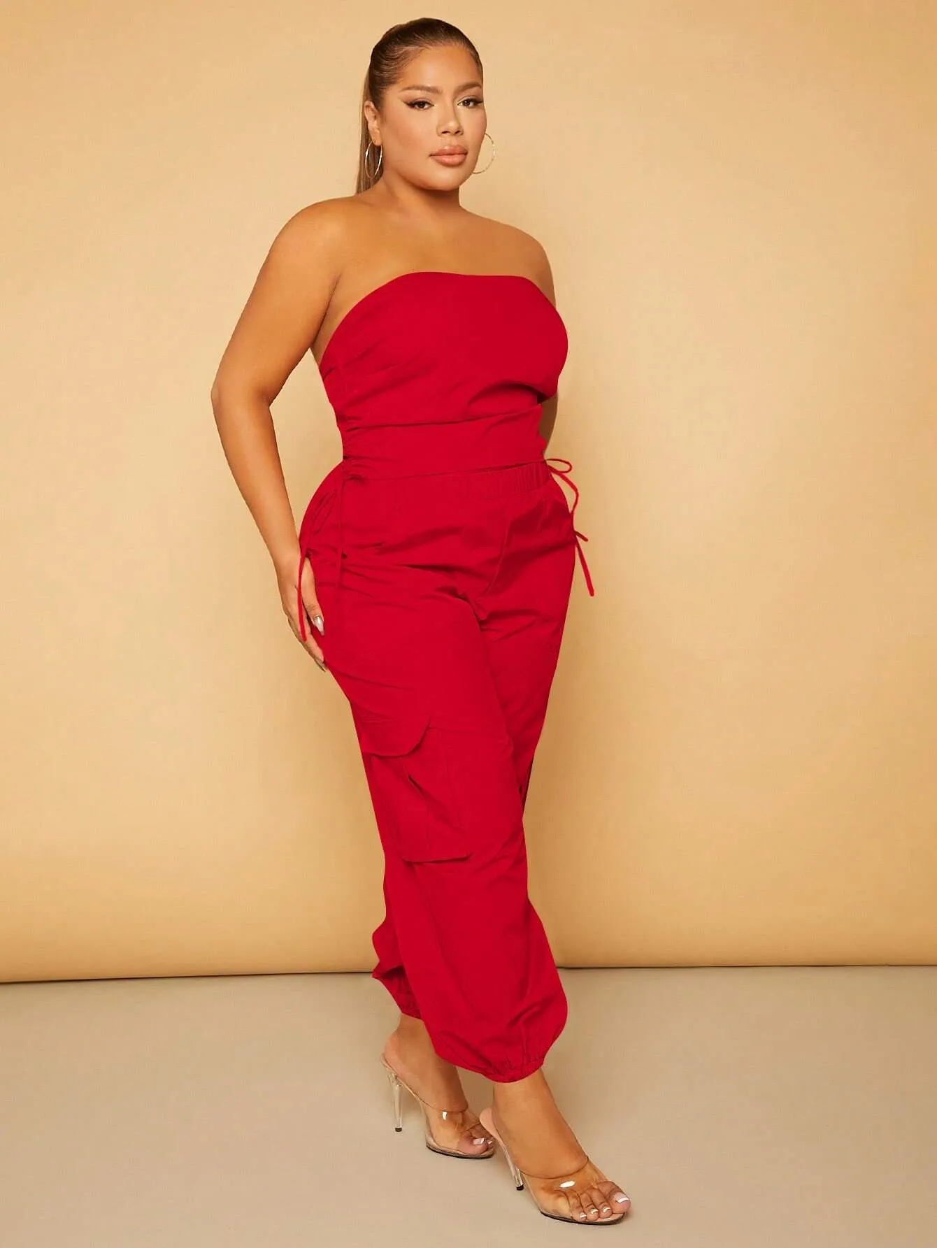 Plus Size Drawstring Waist Cargo Pants