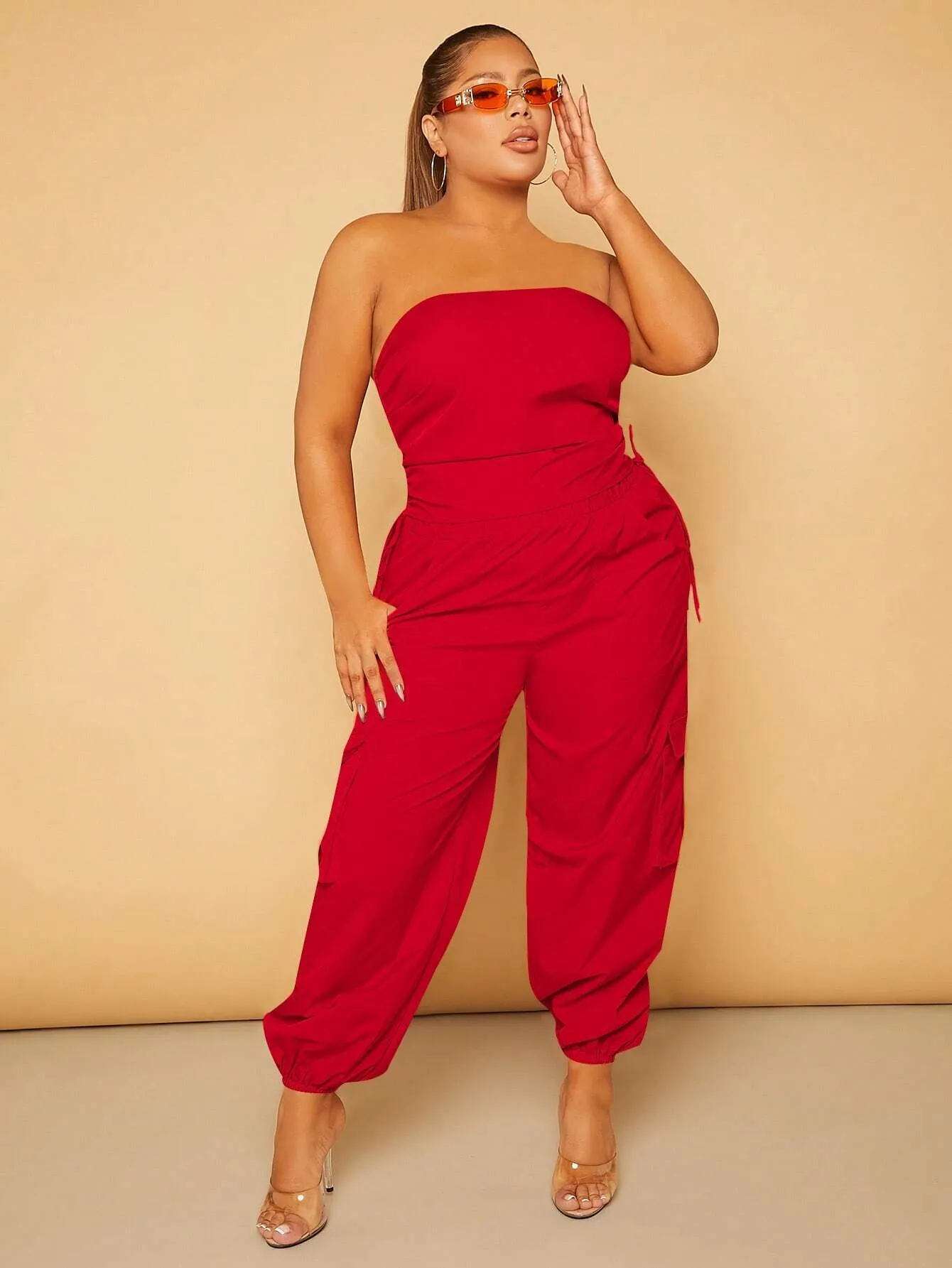 Plus Size Drawstring Waist Cargo Pants