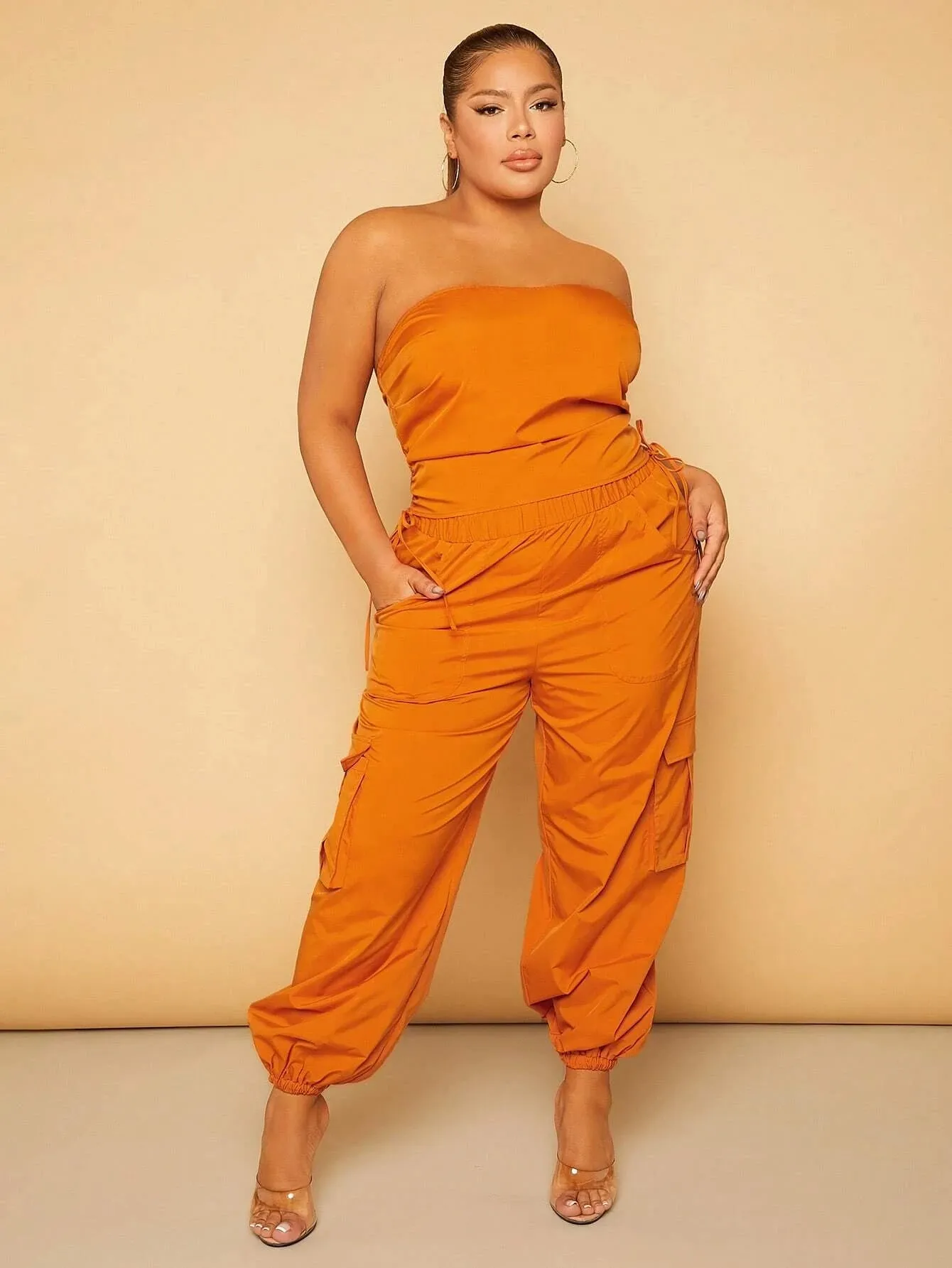 Plus Size Drawstring Waist Cargo Pants