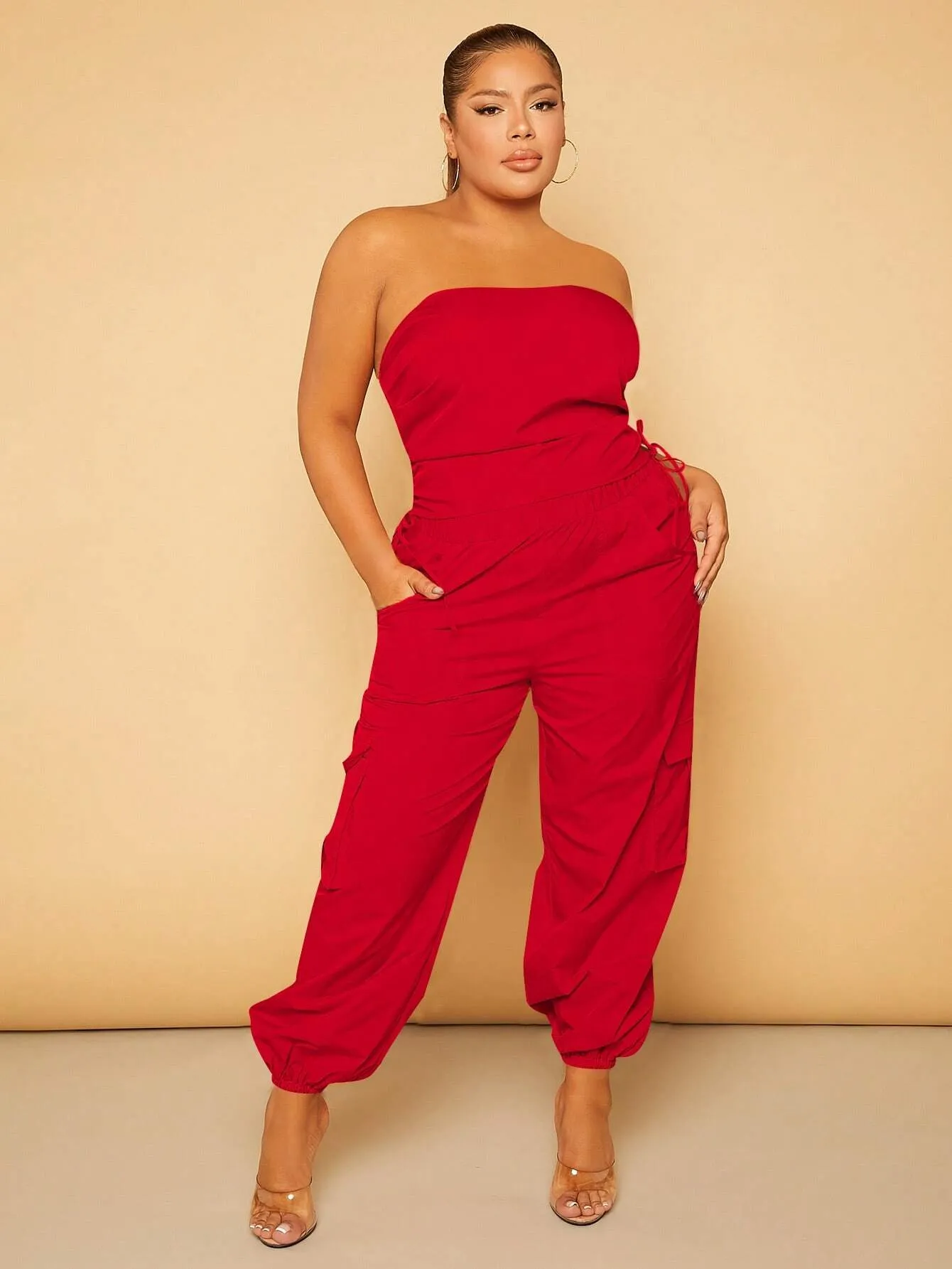 Plus Size Drawstring Waist Cargo Pants