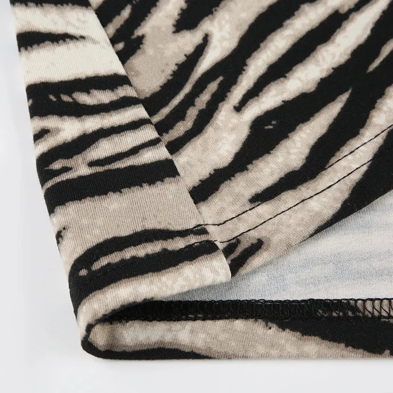 Plush Zebra Maxi Skirt with Faux Fur Texture