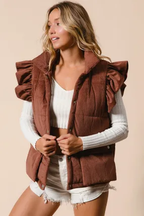 Puff Ruffle Corduroy Vest