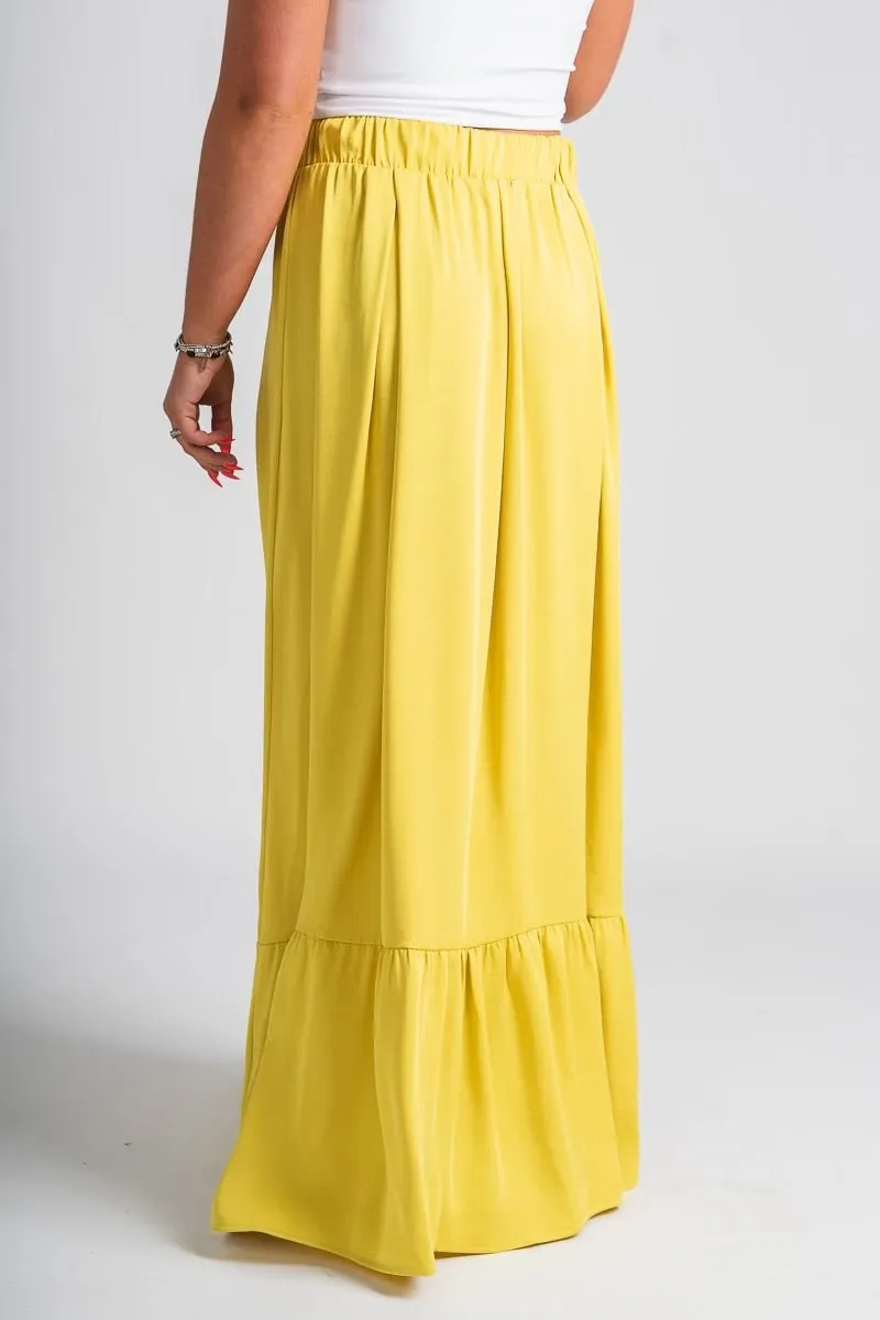 Ruffle maxi skirt chartreuse