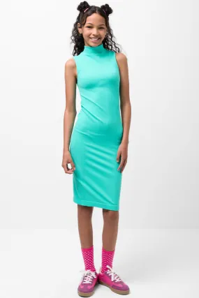 Seamless Turtleneck Bodycon Dress Blue