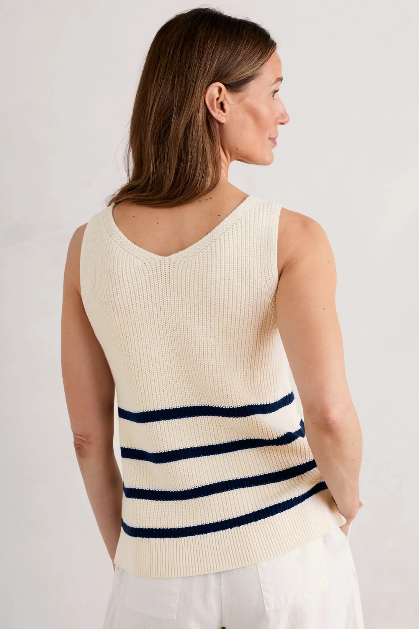 Seasalt WM33636-31892 Cream Veneer Chalk Maritime Stripe Canary Vest