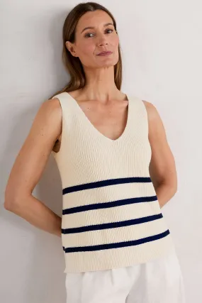 Seasalt WM33636-31892 Cream Veneer Chalk Maritime Stripe Canary Vest