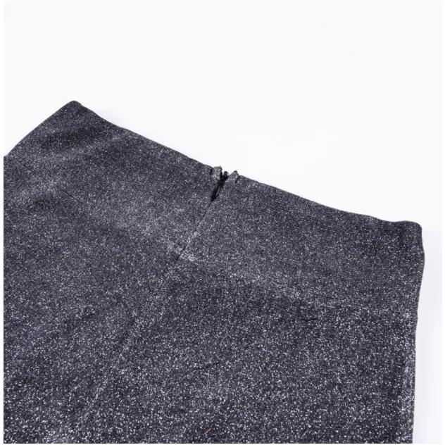 Silver Glitter High Waist Wide Leg Pants