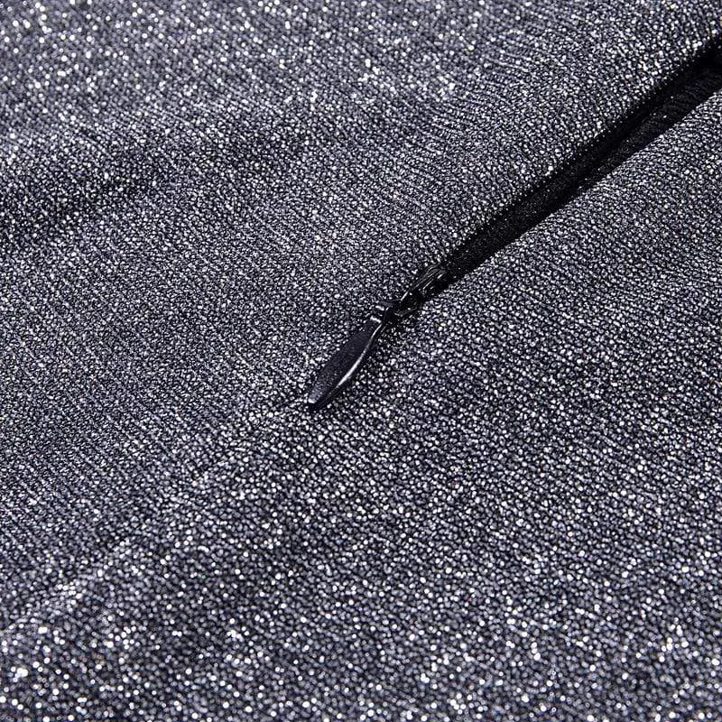 Silver Glitter High Waist Wide Leg Pants