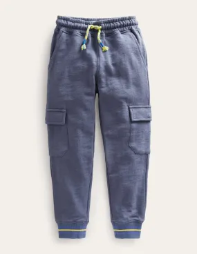 Slub Cargo Joggers-Robot Blue