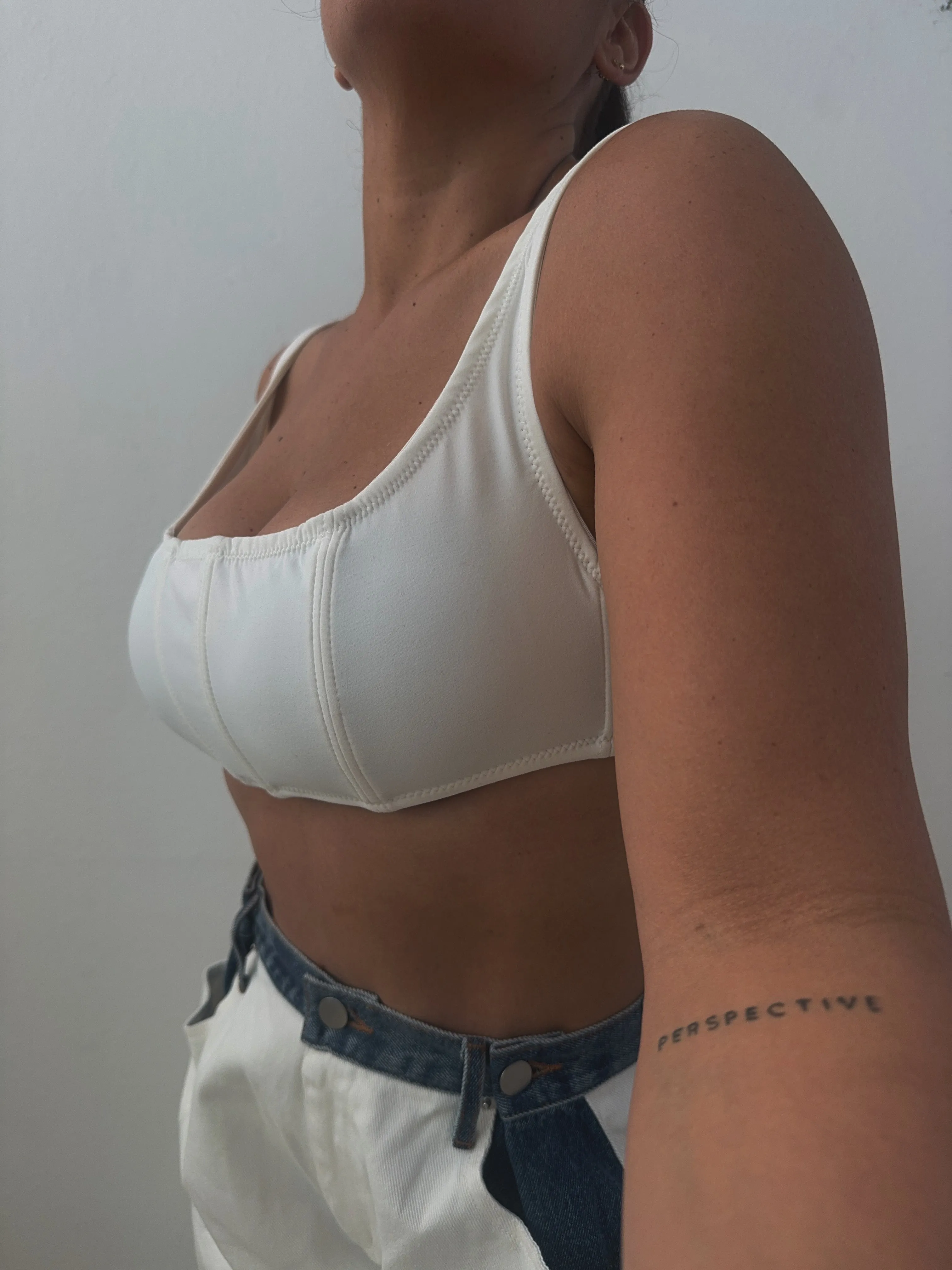 Square Neck Top, White