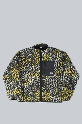 STUSSY SHERPA REVERSIBLE JACKET YELLOW LEOPARD