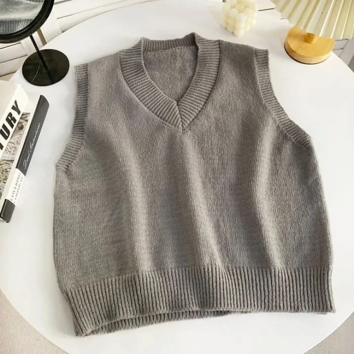 V-Neck Plain Sweater Vest
