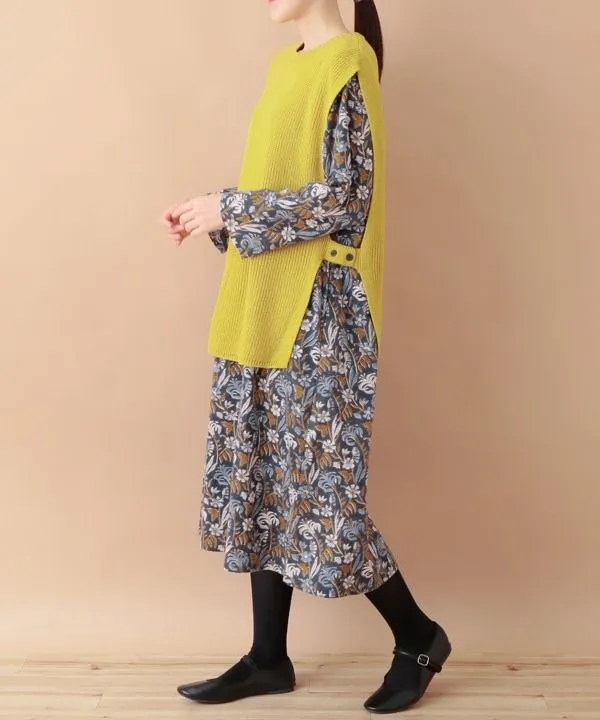 Vest with knitted design between rice paddies 24W425
