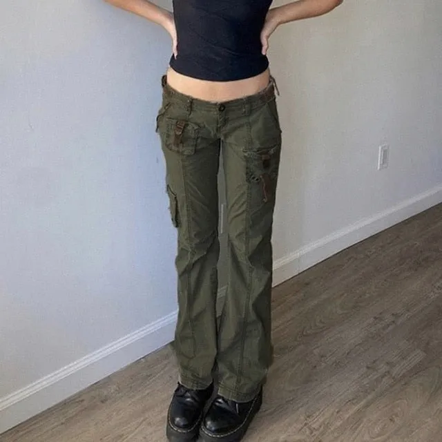 Vintage 90s Style Low Waist Cargo Pant For Women