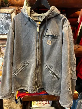 Vintage Carhartt Sherpa Lined Grey Jacket, Large