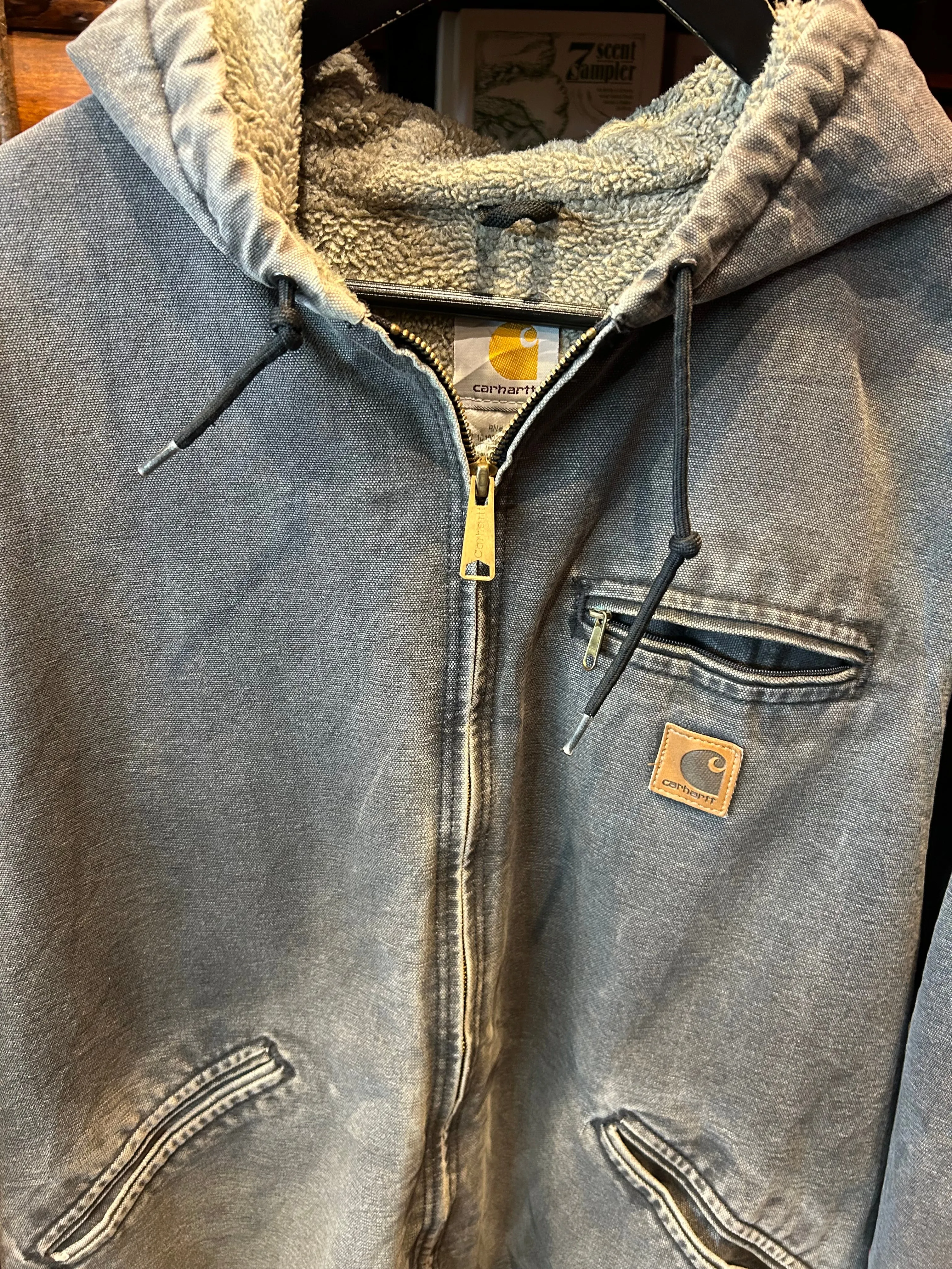 Vintage Carhartt Sherpa Lined Grey Jacket, Large