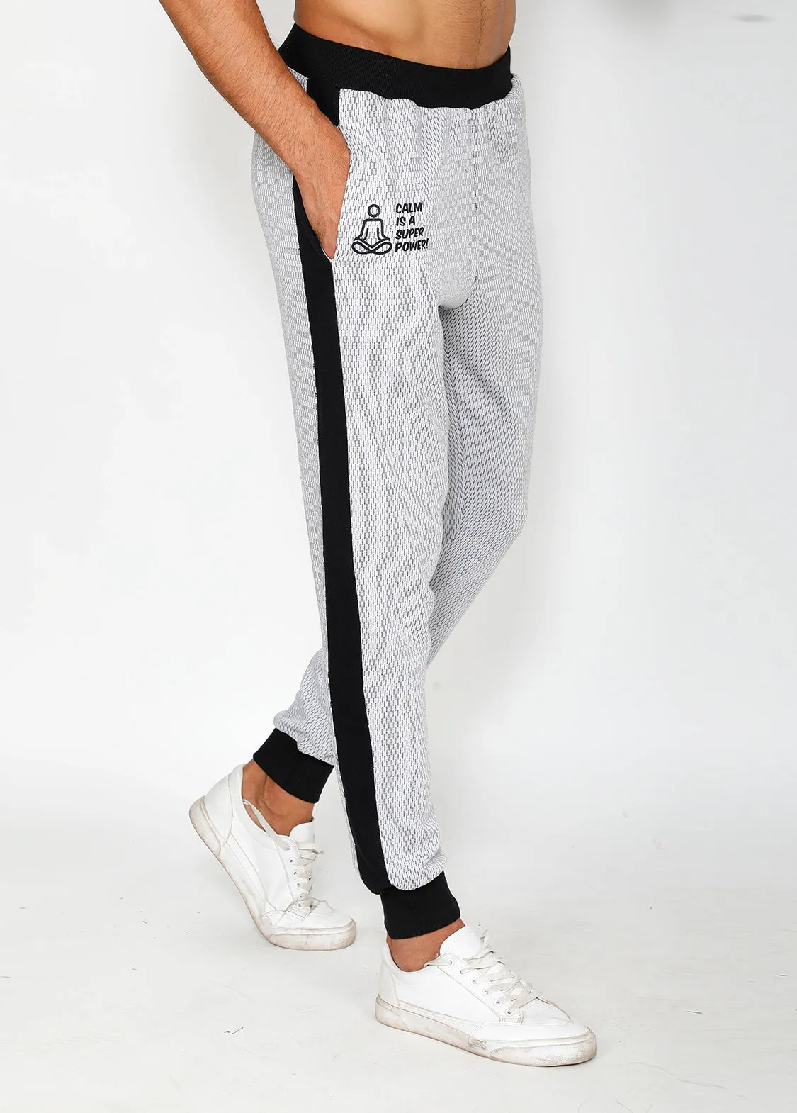 White & Black Terry Joggers