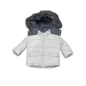 White/Blue Quilted Contrast Coat