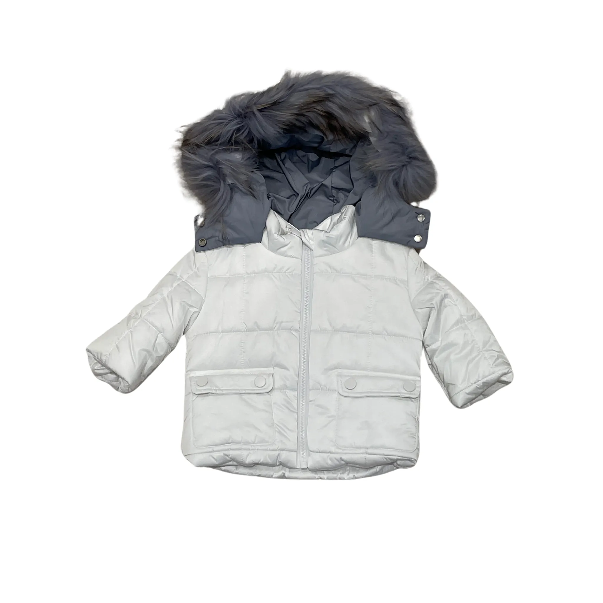 White/Blue Quilted Contrast Coat