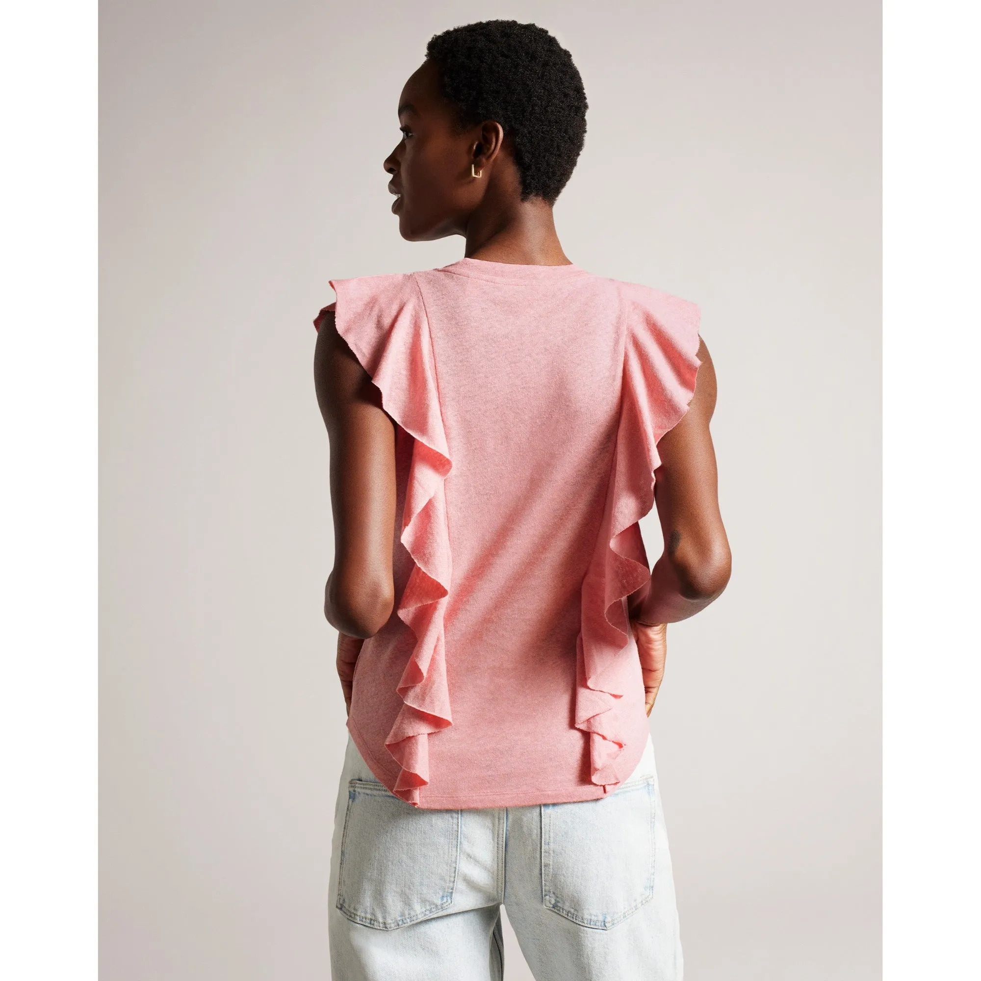 Women Wmb-Kathley-Frill Linen Vest - Dusky-Pink