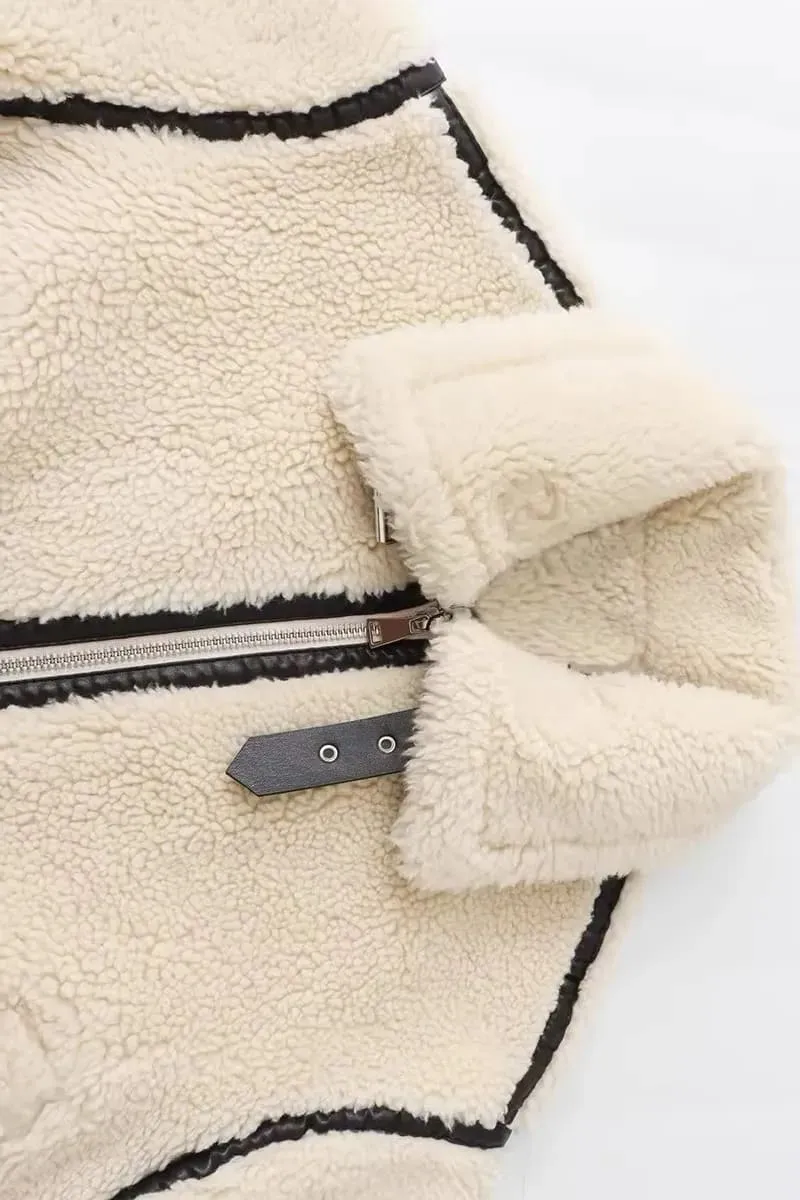 Women's White Sherpa Fleece Jacket