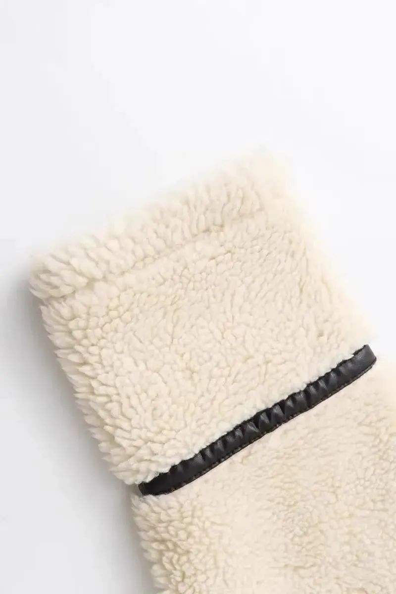 Women's White Sherpa Fleece Jacket
