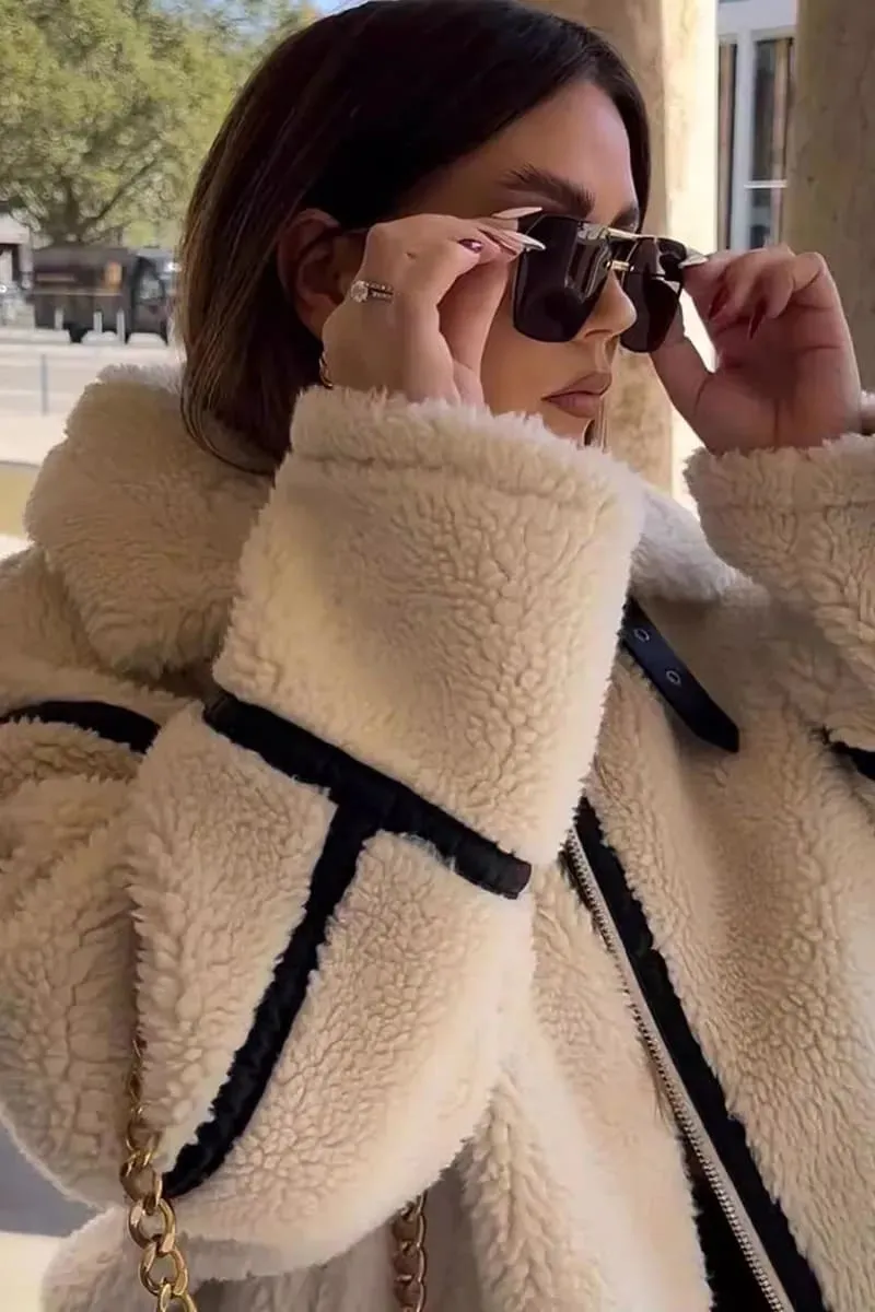 Women's White Sherpa Fleece Jacket