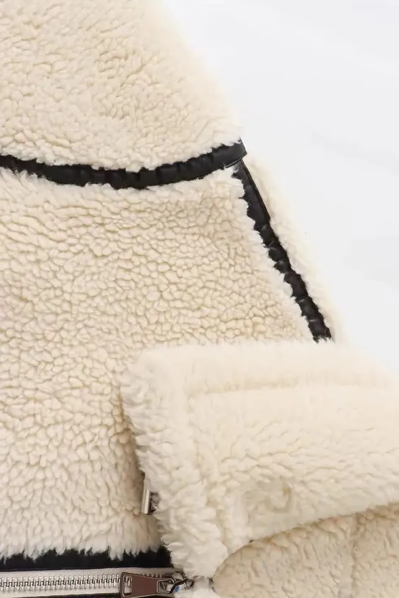 Women's White Sherpa Fleece Jacket