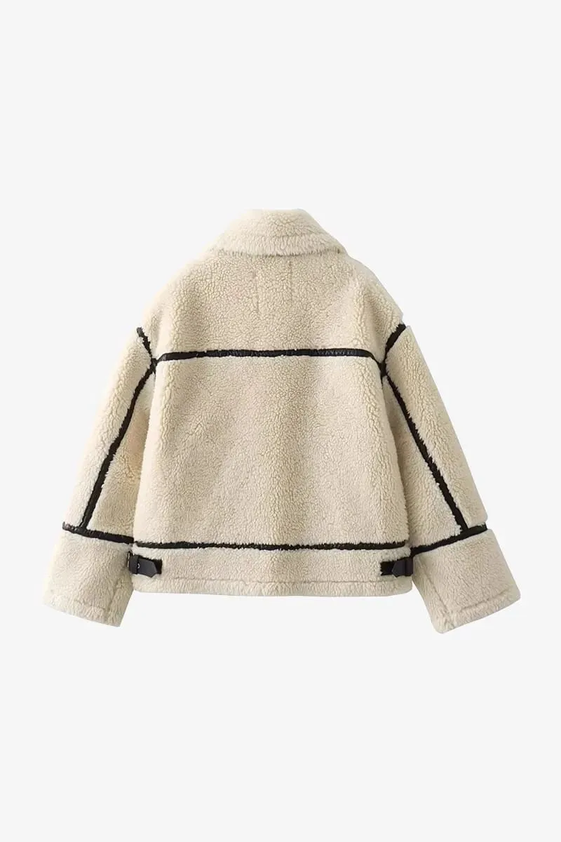 Women's White Sherpa Fleece Jacket