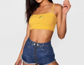 Yellow Crop Vest Top